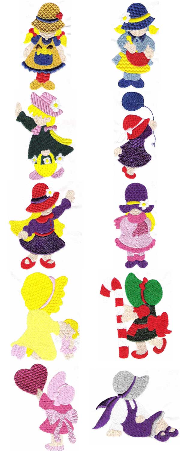 Kid Bonnets 3 Embroidery Machine Design Details
