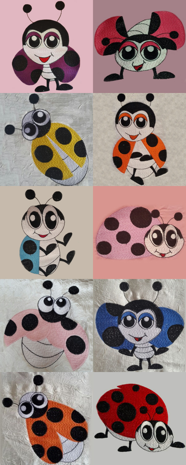 Ladybugs 2 Embroidery Machine Design Details