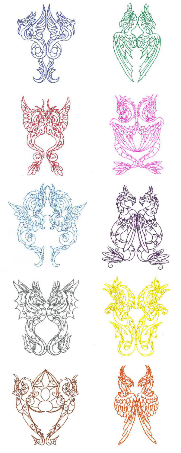Legendary Dragons Embroidery Machine Design Details