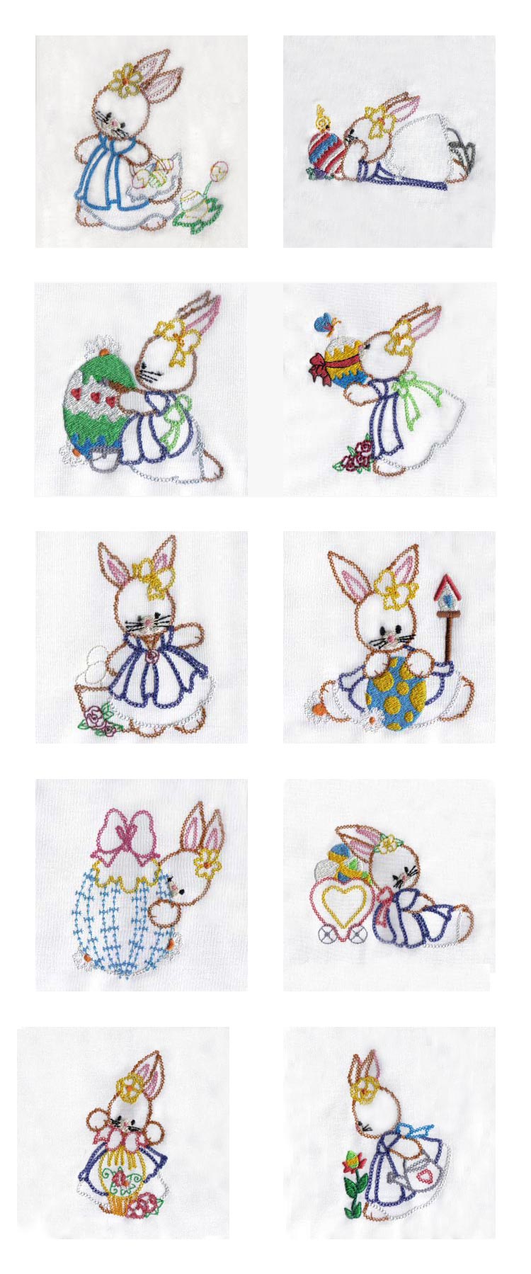 Nostalgic Embroidery Bunnies Embroidery Machine Design Details
