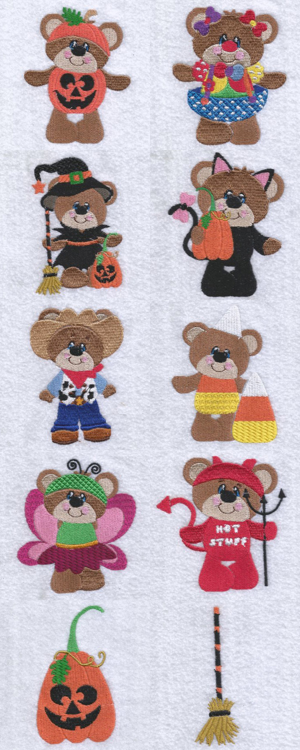 Not So Scary Bears Embroidery Machine Design Details