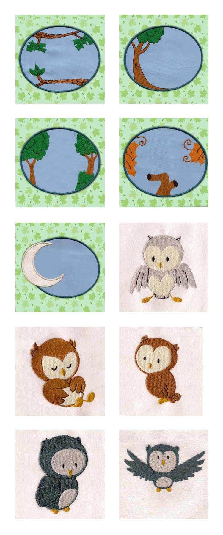 Owl Scenes 1 Embroidery Machine Design Details
