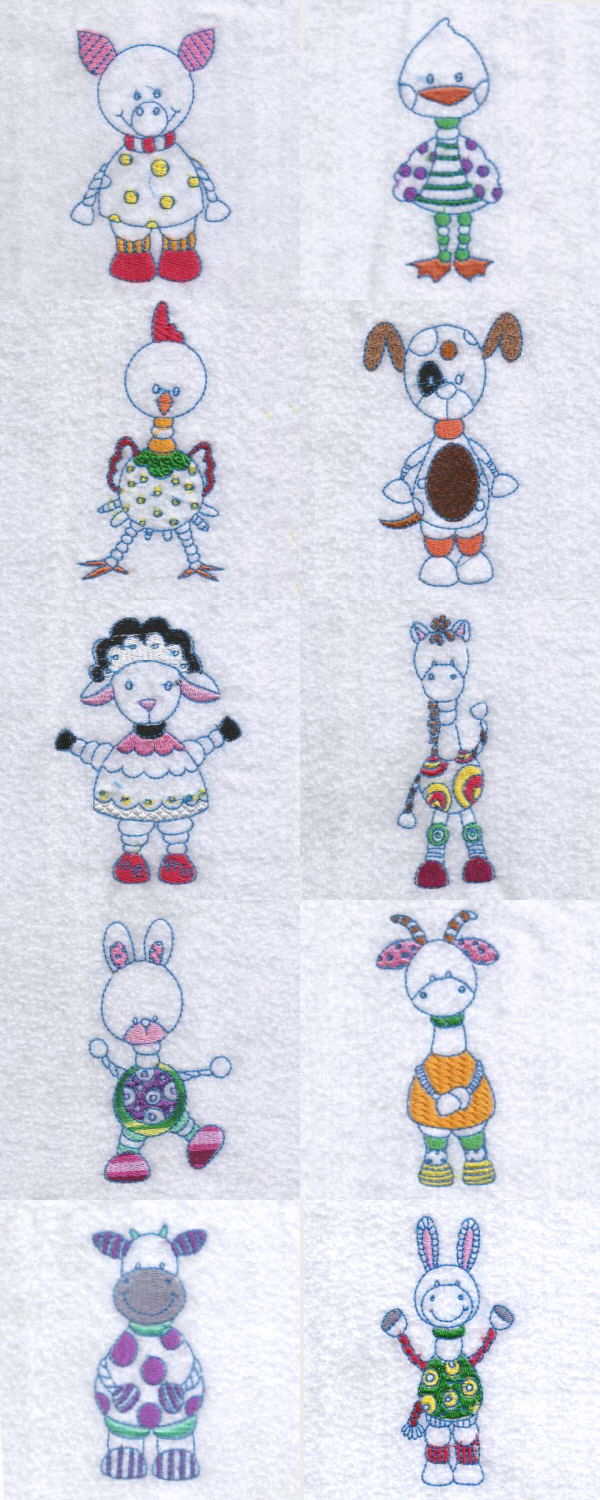 Partially Filled Farm Friends Embroidery Machine Design Details