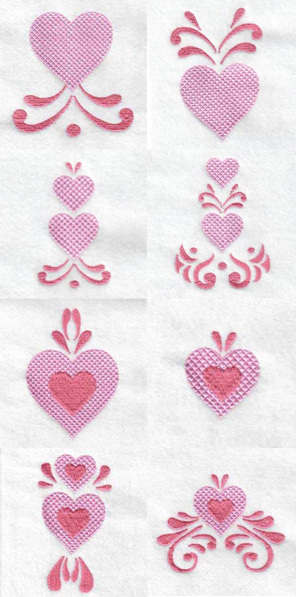 Pink Hearts Embroidery Machine Design Details