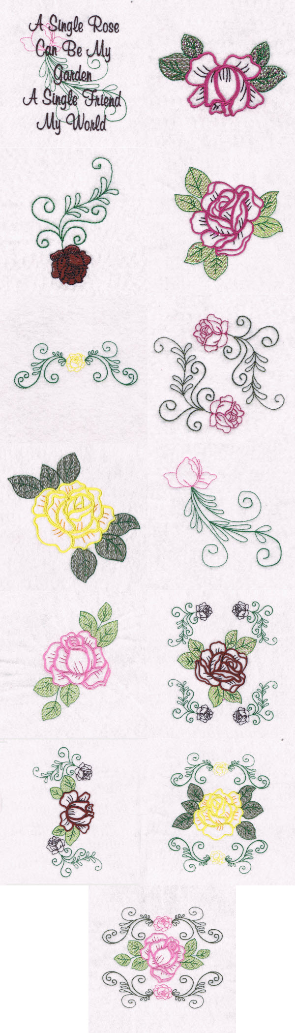 Rose Garden Embroidery Machine Design Details
