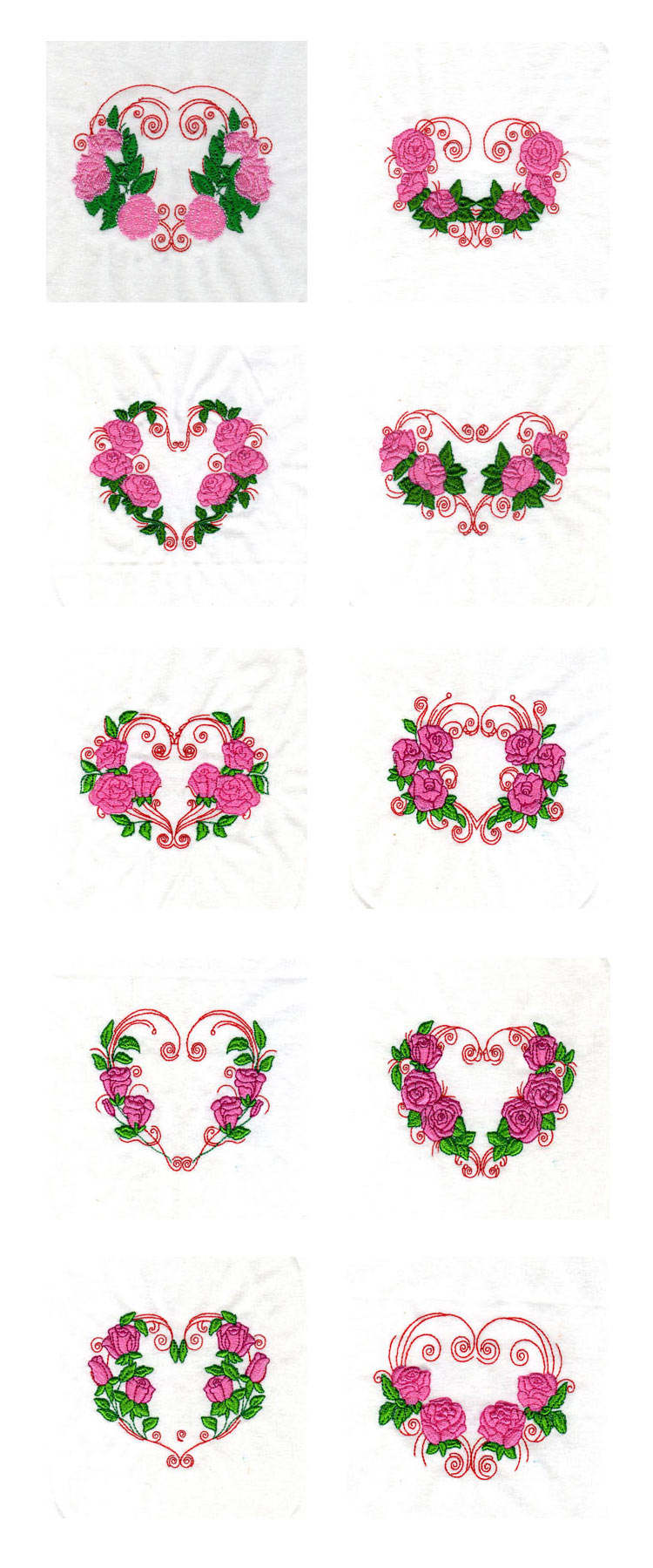 Rose Hearts Embroidery Machine Design Details