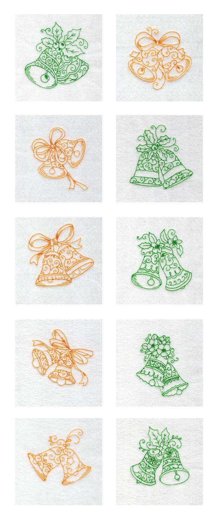Redwork Bells Embroidery Machine Design Details