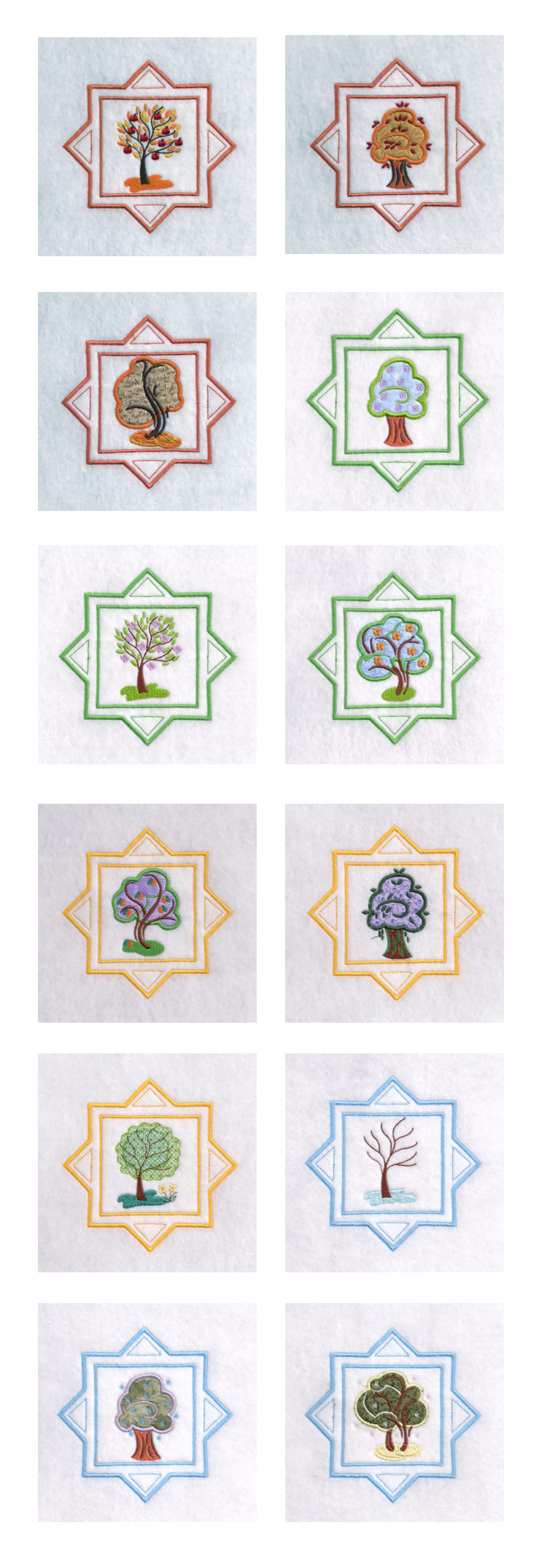 Seasons of Trees Embroidery Machine Design Details
