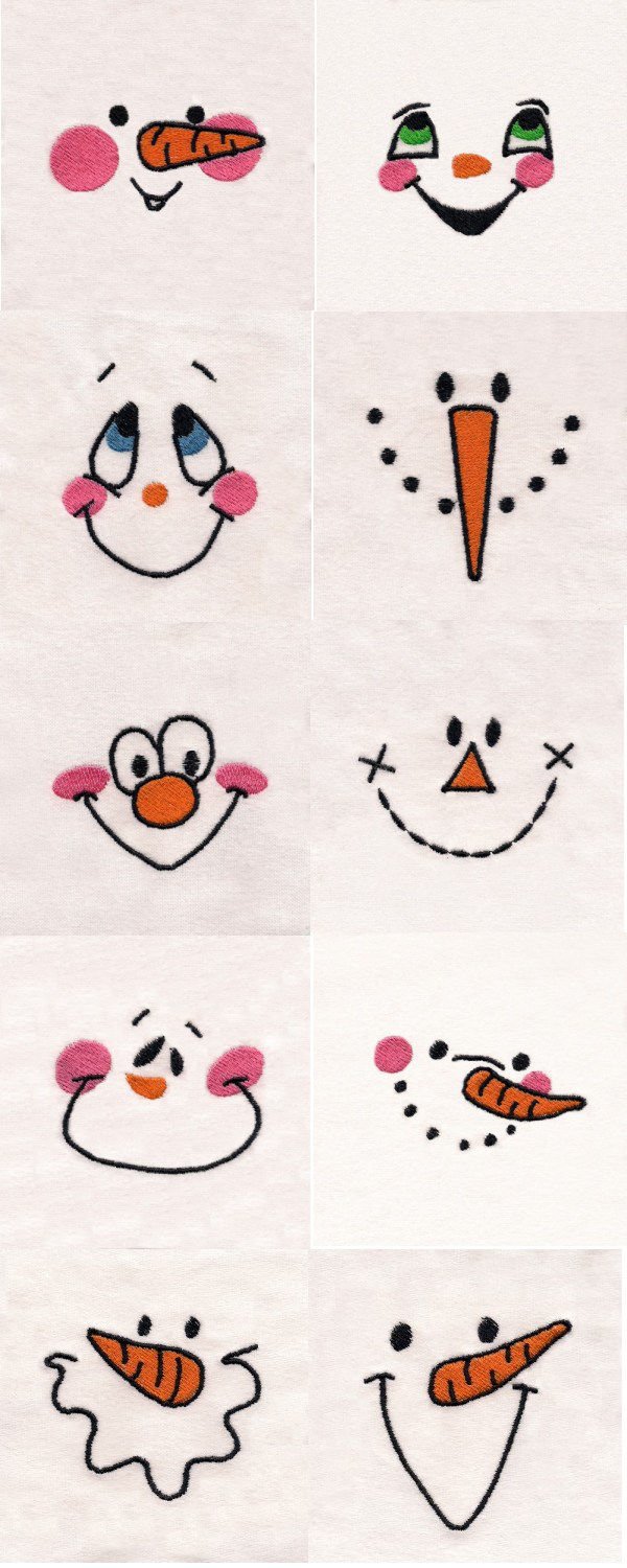 Snowman Faces Embroidery Machine Design Details