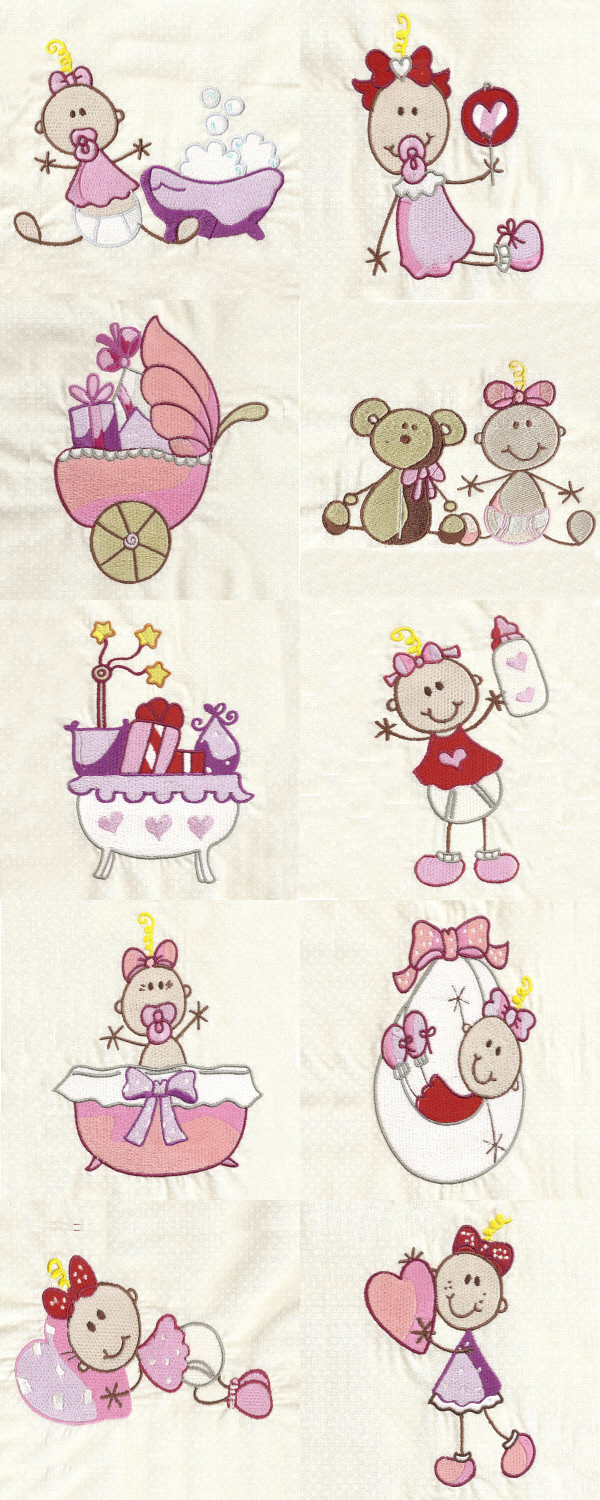Sticky Baby Girls Embroidery Machine Design Details
