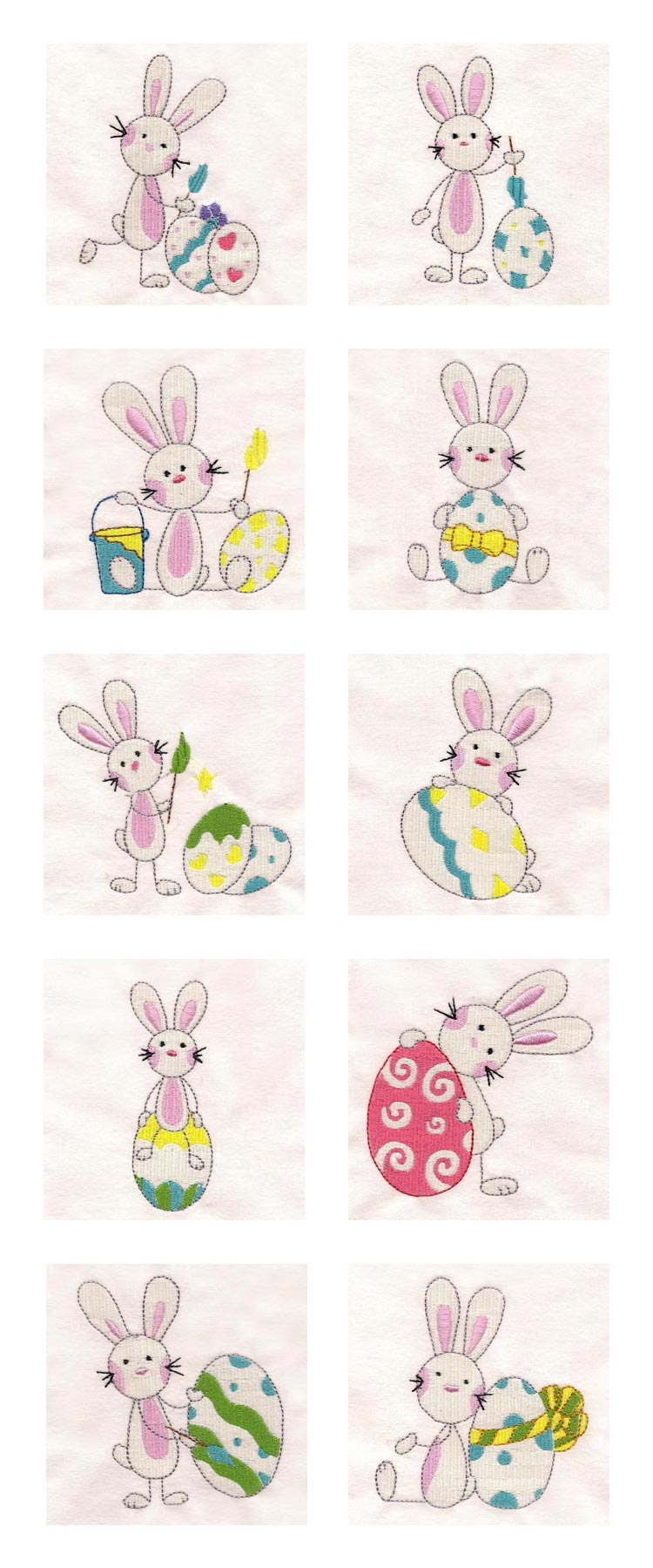 Sticky Easter Bunnies Embroidery Machine Design Details