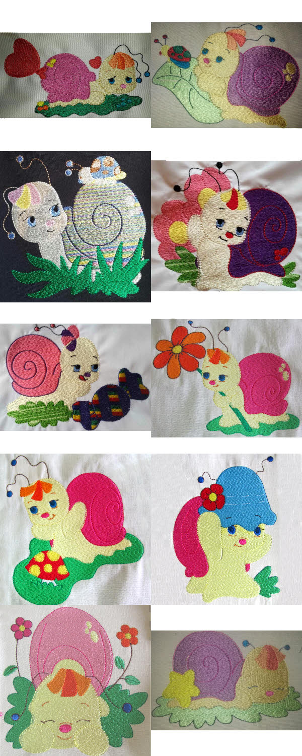 Sweet Snails Embroidery Machine Design Details