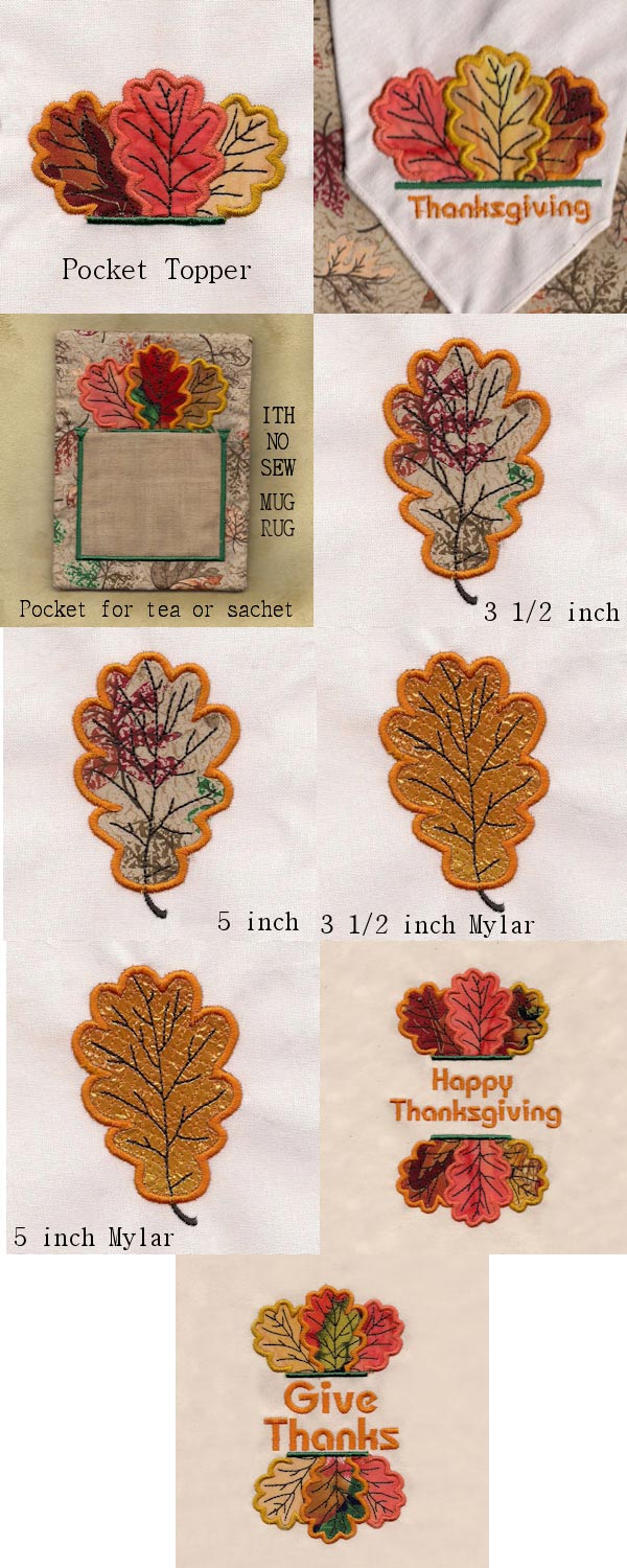 Thanksgiving Table Toppers Embroidery Machine Design Details