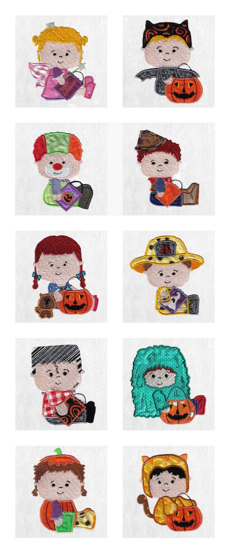 Applique Trick or Treaters Embroidery Machine Design Details