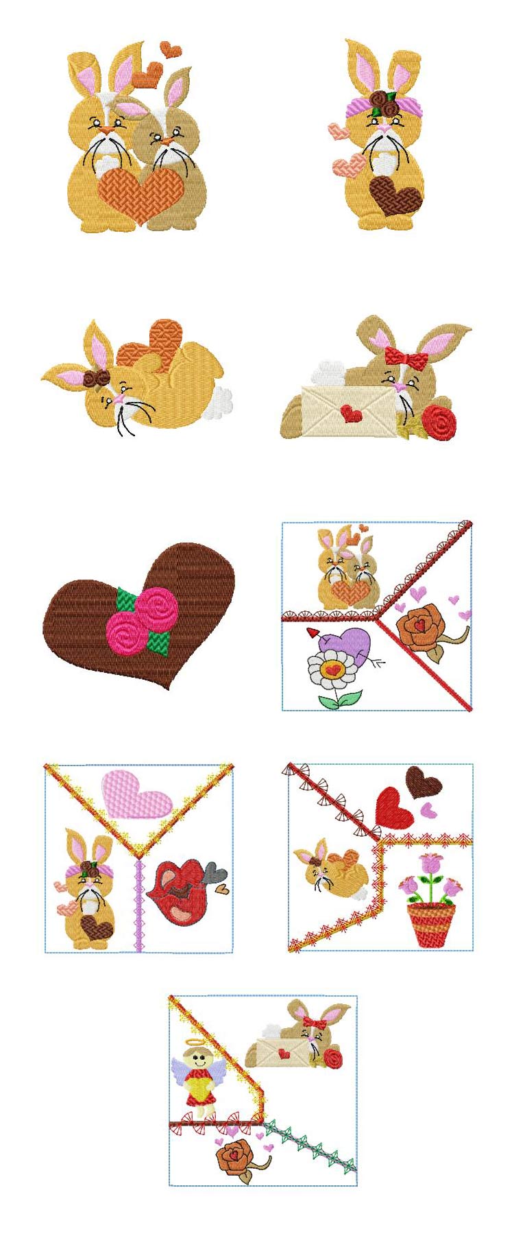 Valentine Bunnies Embroidery Machine Design Details