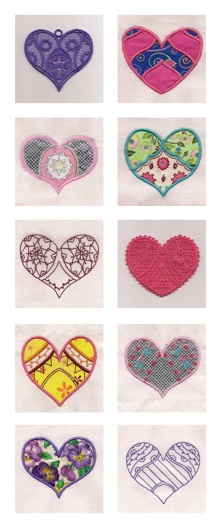 Valentine Hearts Variety Pack Embroidery Machine Design Details