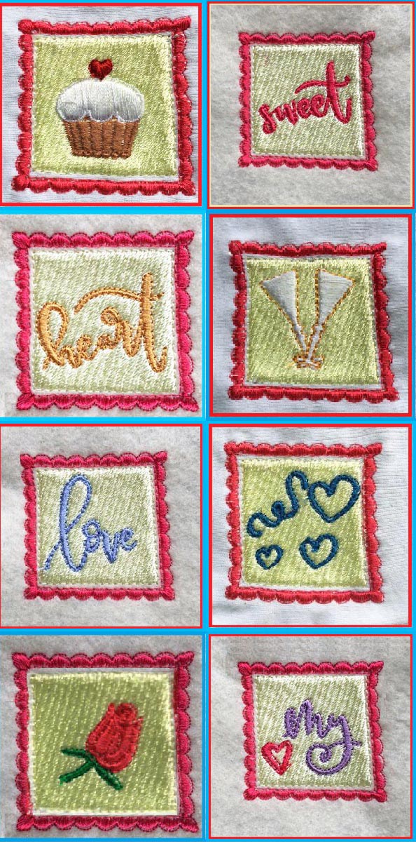 Valentine Stamps Embroidery Machine Design Details