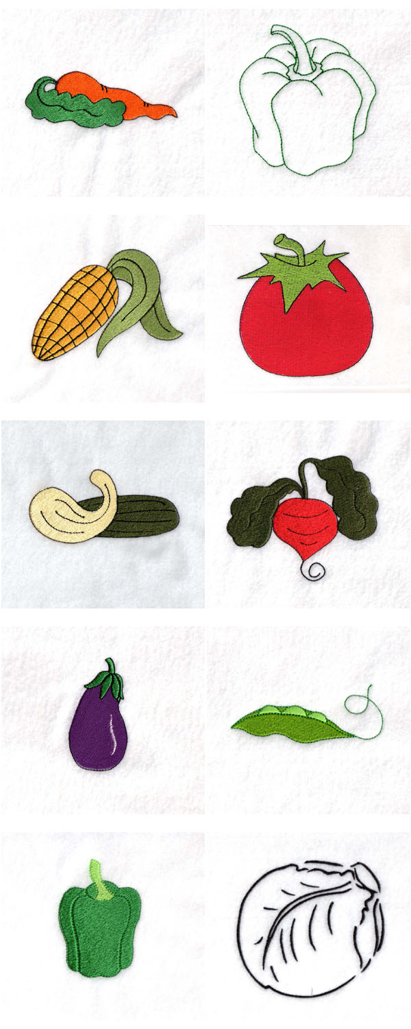 Veggies Embroidery Machine Design Details