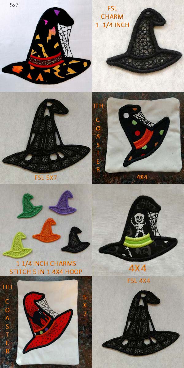 Wicked Witch Hats 2 Embroidery Machine Design Details
