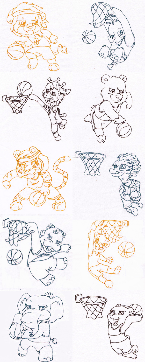 Zoo Kids Basketball Embroidery Machine Design Details