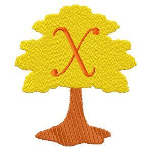 Autumn Tree Alphabet Embroidery Machine Design