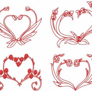 Floral Heart Monograms Embroidery Machine Design