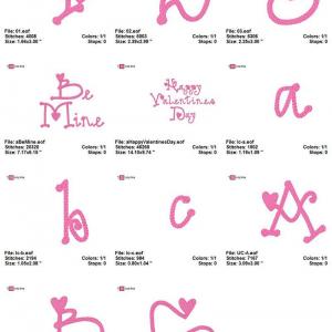 Hearts Font Embroidery Machine Design