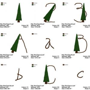 Tall Pine Trees Font Embroidery Machine Design