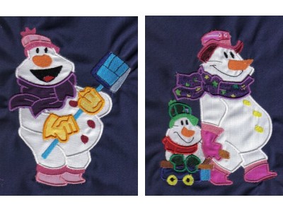 Applique Snowman Embroidery Machine Design