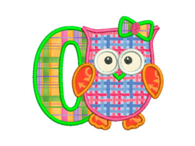 Applique Owl Girls Numbers Embroidery Machine Design