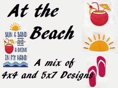At The Beach Embroidery Machine Design