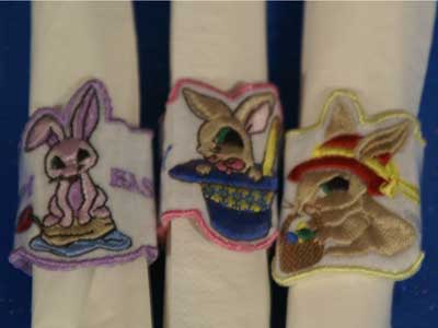 Bunny Napkin Rings Embroidery Machine Design