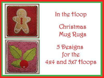 Christmas Mug Rugs In The Hoop Embroidery Machine Design