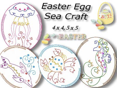 Easter Egg Sea Animals Embroidery Machine Design