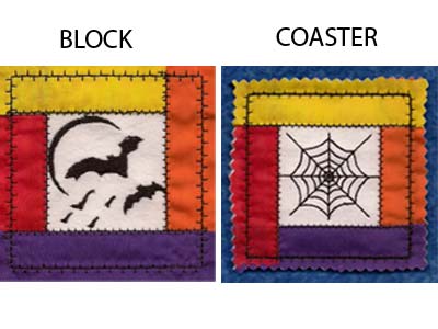 Halloween Blocks and Coasters Embroidery Machine Design