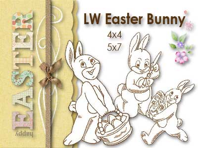 Line Work Easter Bunnies Embroidery Machine Design