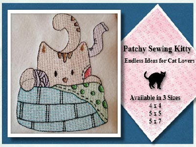 Patchy Sewing Kitty Embroidery Machine Design