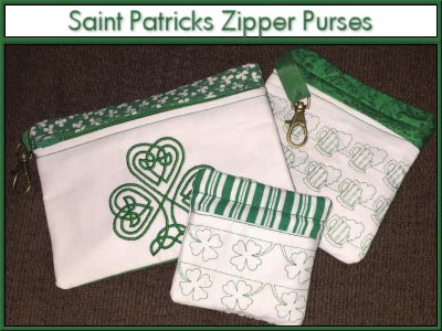 Saint Patrick Zipper Purses Embroidery Machine Design