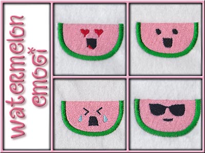 Watermelon Emoji Embroidery Machine Design