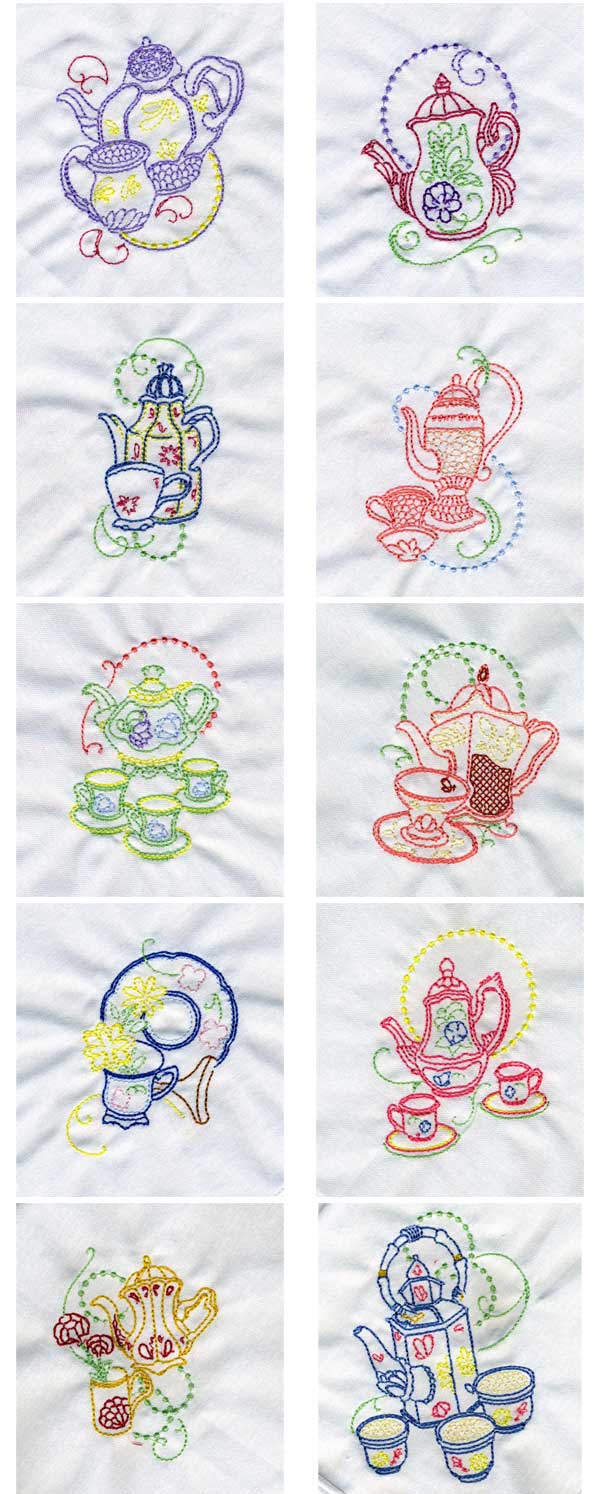 Decorative Teapots Embroidery Machine Design Details