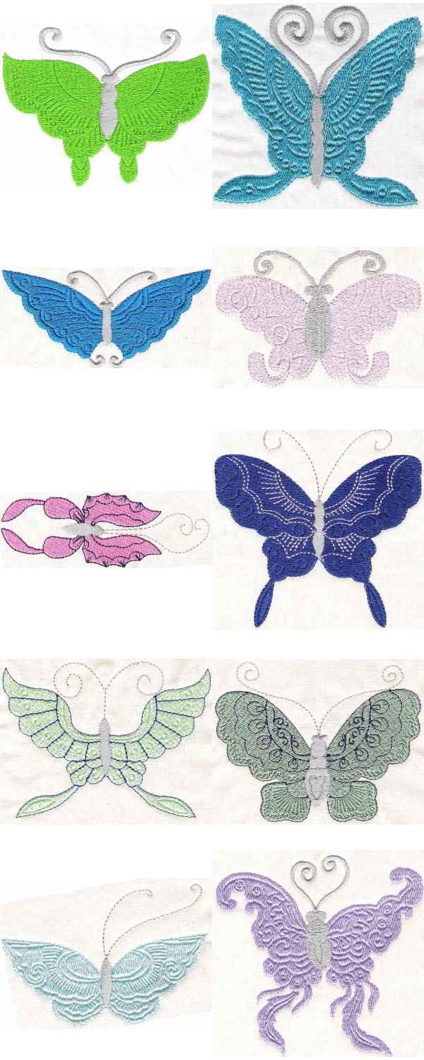 Machine Embroidery Designs - Borderless Butterflies 2 Set