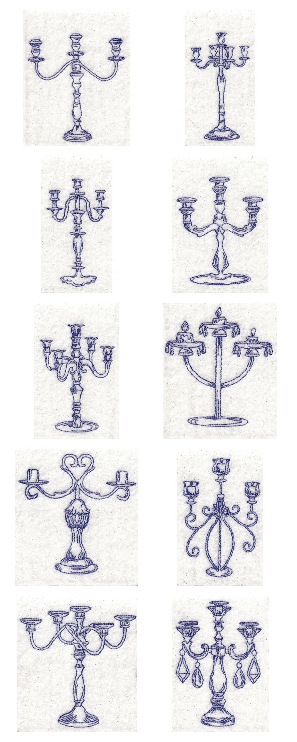 Candle Sticks Embroidery Machine Design Details