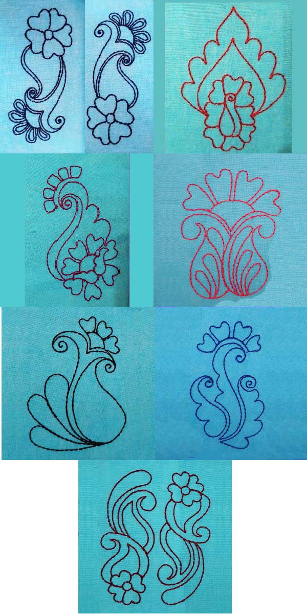 Freehand Floral Blocks Embroidery Machine Design Details