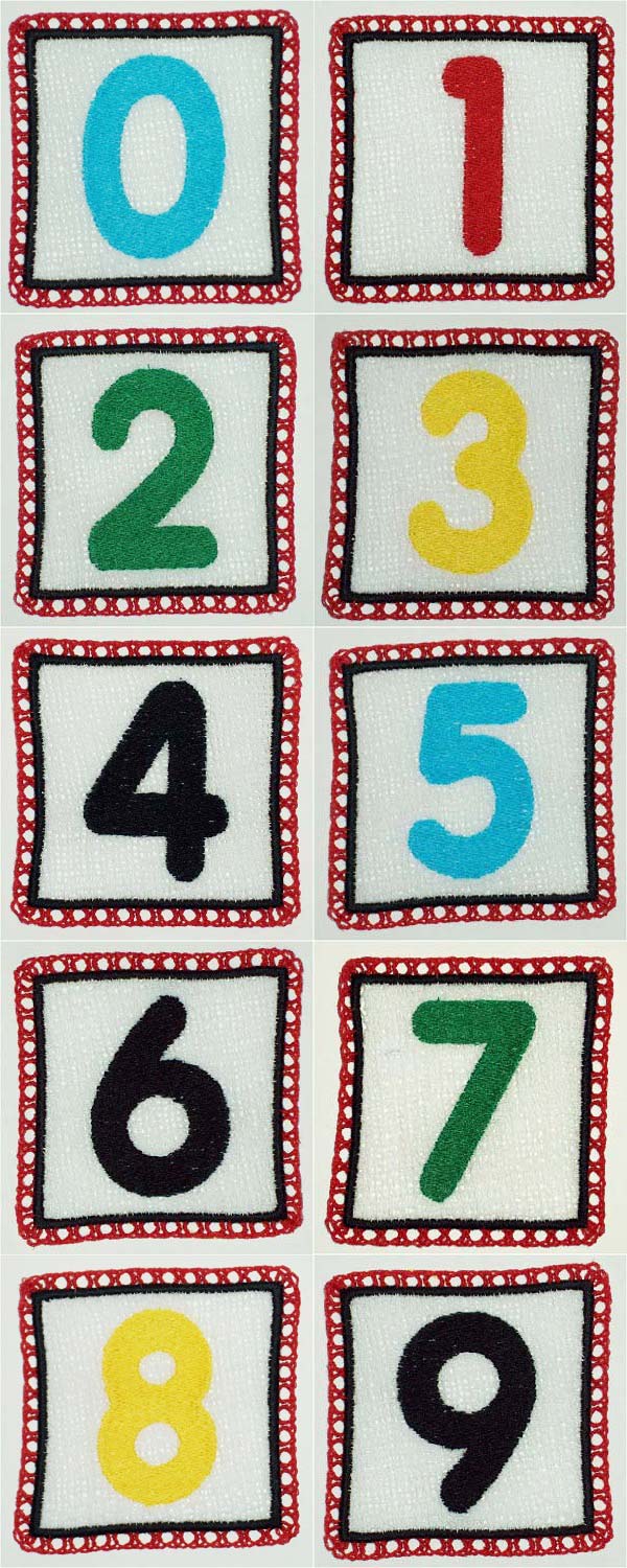 FSL Block Numbers Embroidery Machine Design Details