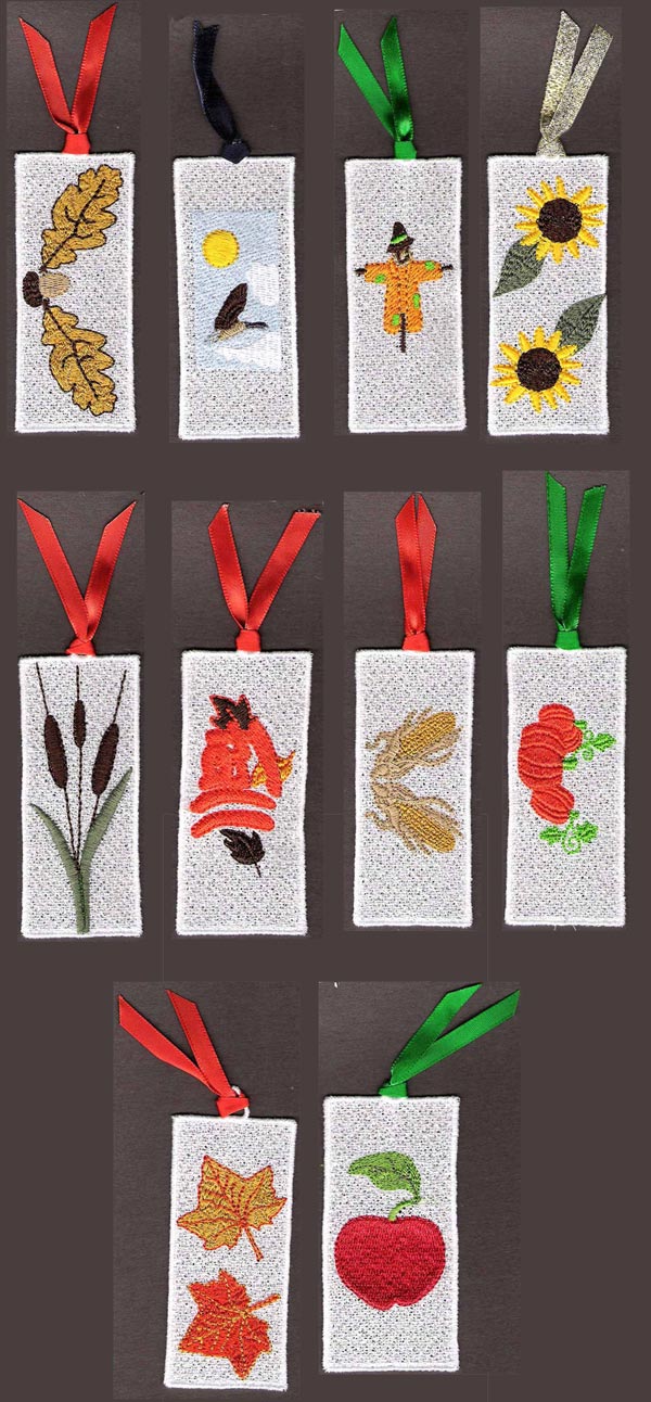 FSL Fall Bookmarks Embroidery Machine Design Details