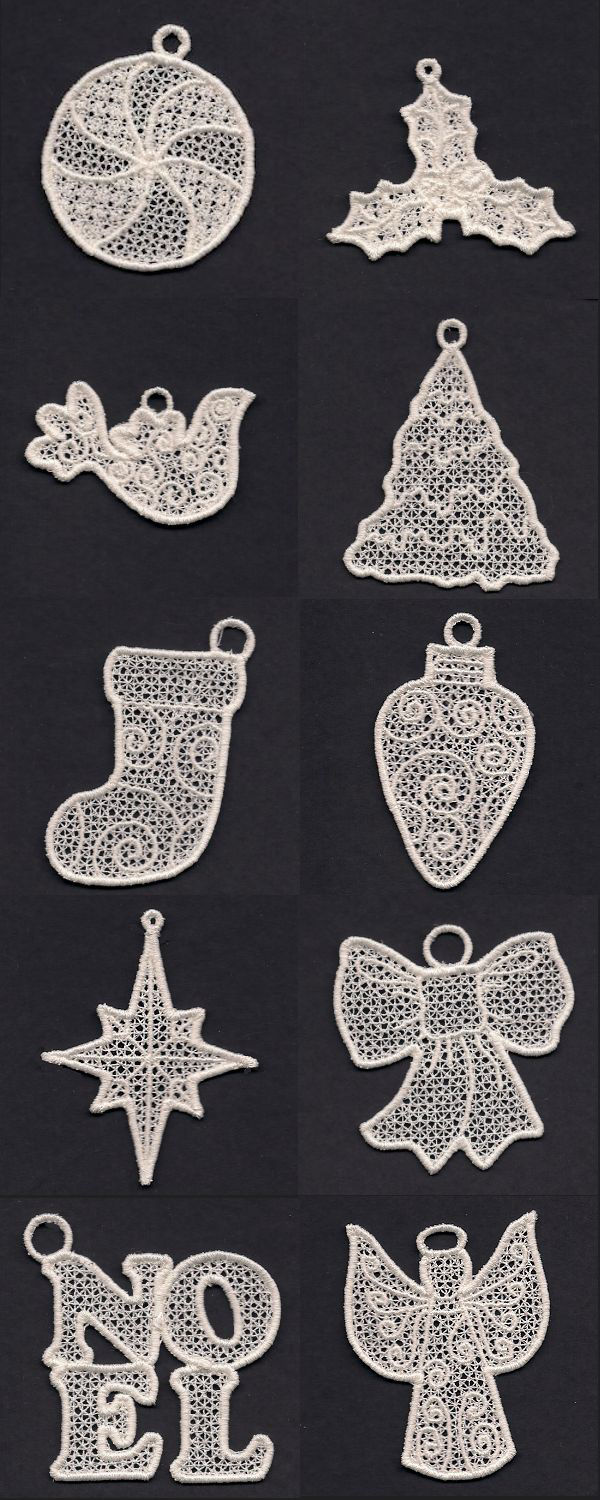 FSL Christmas Ornaments in White Embroidery Machine Design Details