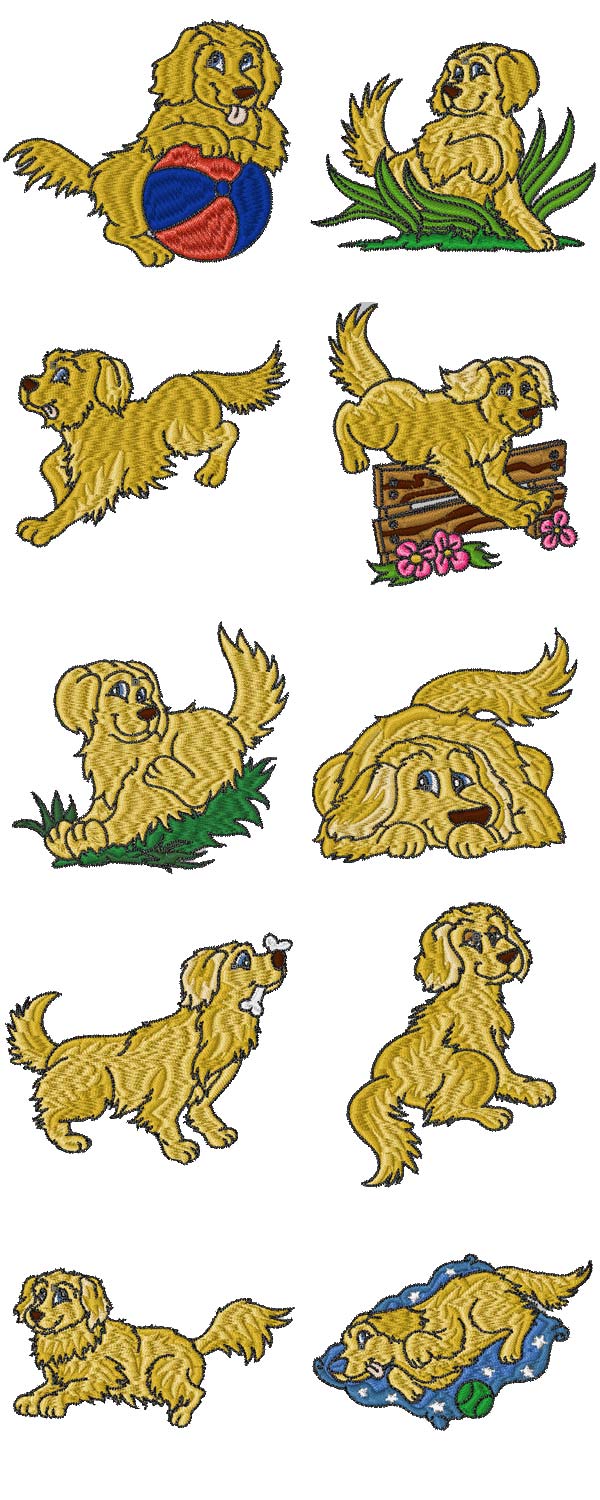 goldenretrievers machine embroidery contact sheet