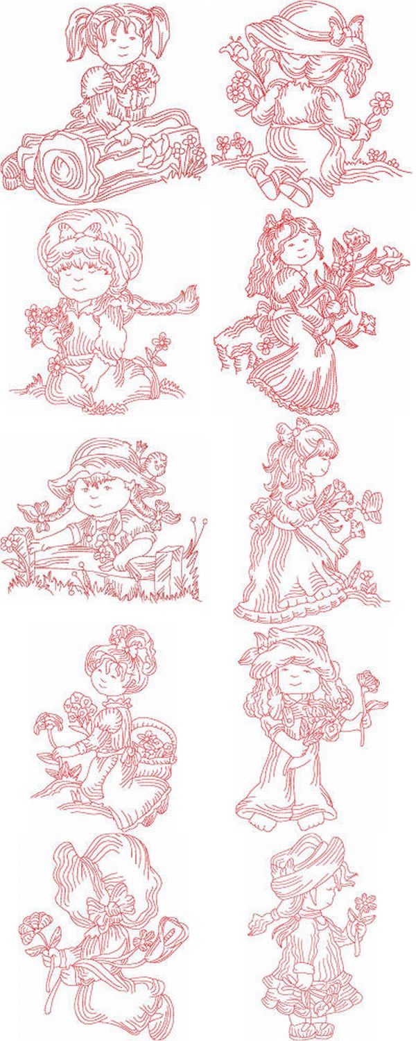 JN Bonnet Country Girl Embroidery Machine Design Details