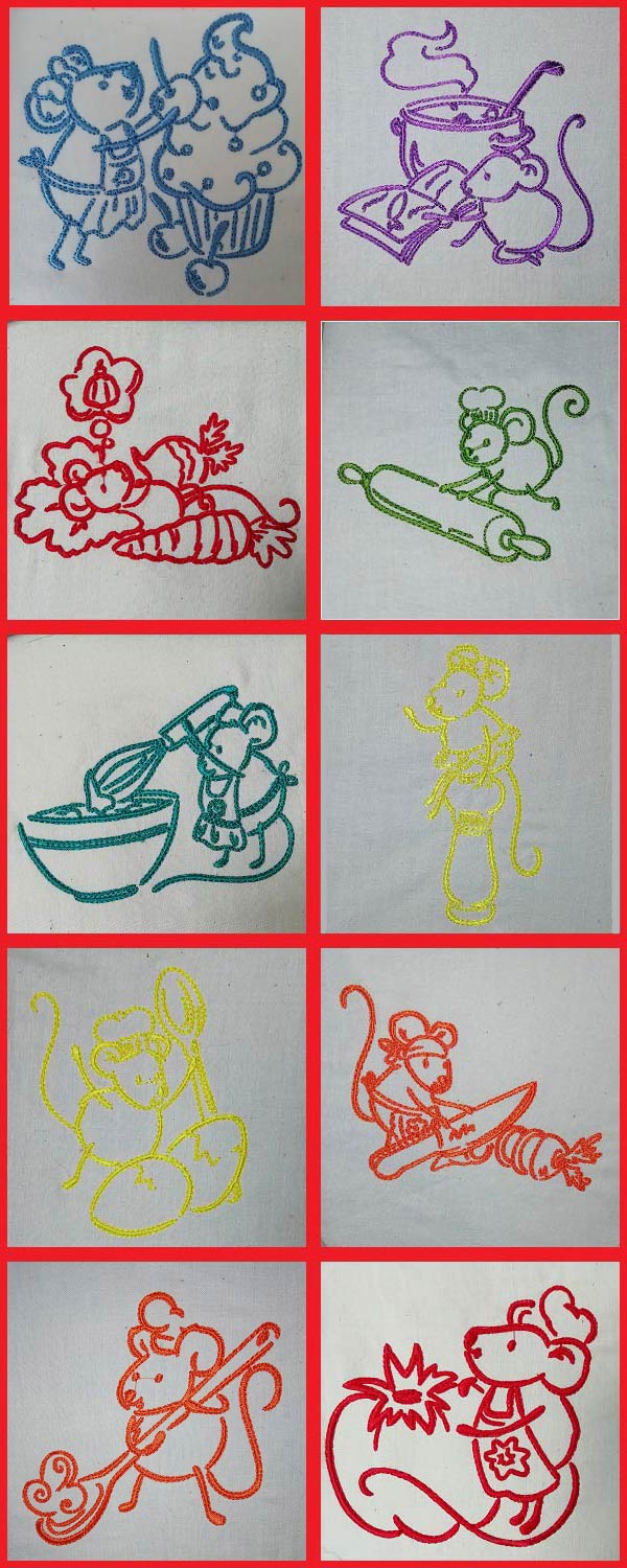 Kitchen Mouse Embroidery Machine Design Details