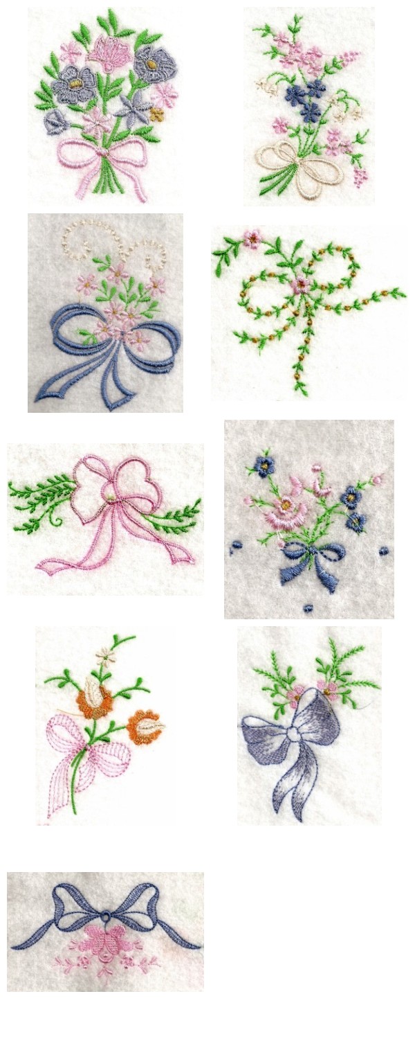 Linen Bows Embroidery Machine Design Details